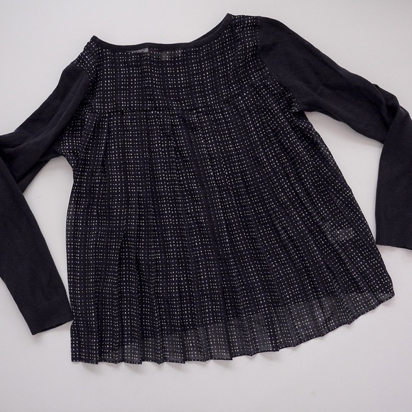 Loft navy sweater with sheer pleated back. - Picture 2 of 6